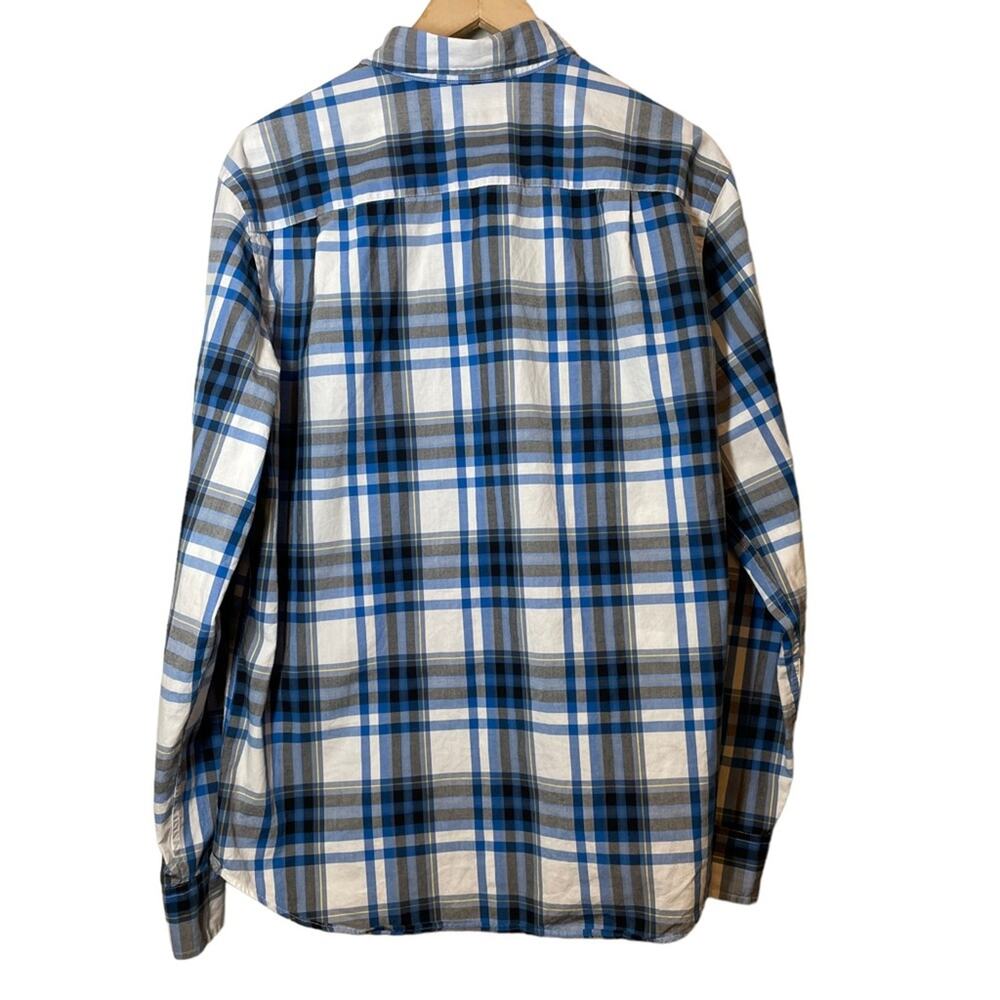 American Eagle Mens Long Sleeve Button Down Shirt Blue Plaid Prep Fit Large - Picture 2 of 5